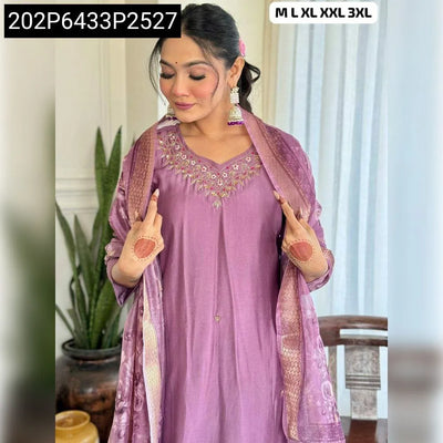 Elegant Roman Silk Handwork Kurta Suit Set for Women | Festive & Chic