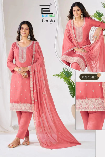 Elegant Roman Silk Kurti Pant Set - Festive Wear for Women