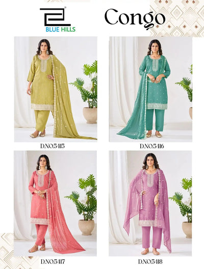 Elegant Roman Silk Kurti Pant Set - Festive Wear for Women