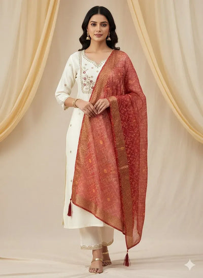 Elegant Roman Silk Kurti Set - Embroidered Festive Wear for Women | S-3XL