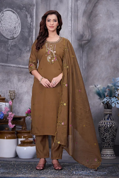Elegant Roman Silk Kurti Set - Multi Embroidery & Hand Work for Women