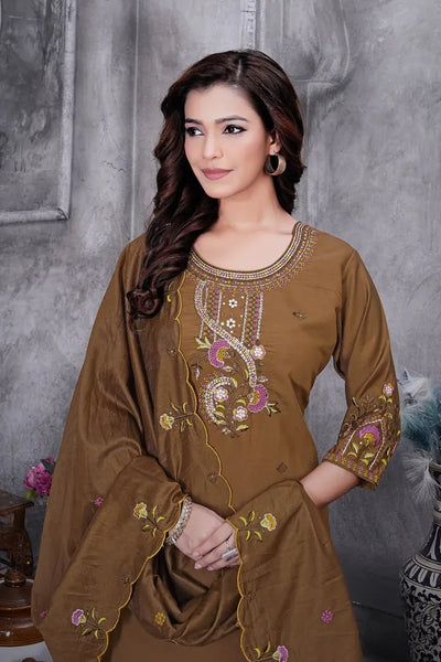 Elegant Roman Silk Kurti Set - Multi Embroidery & Hand Work for Women