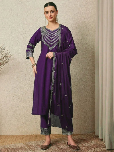 Elegant Roman Silk Suit Set - Fully Stitched for Festive Wear