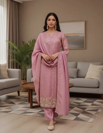 Elegant Roman Simar Kurta Set - Embroidered Festive Wear for Women