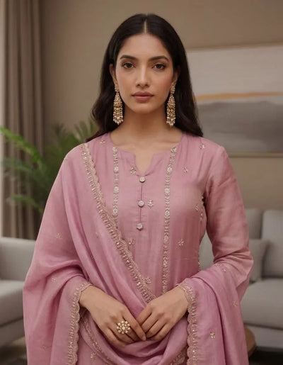 Elegant Roman Simar Kurta Set - Embroidered Festive Wear for Women