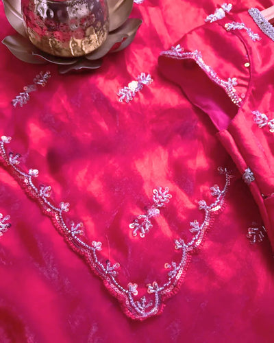 Elegant Satin Chiffon Saree with Exquisite Beadwork for Festive Celebrations