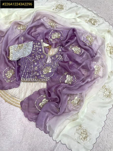 Elegant Satin Ombre Saree - Stunning Khatli & Brits Work for Festive Wear