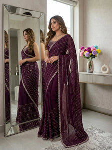 Elegant Satin Party Wear Saree - Festive Wear for Women