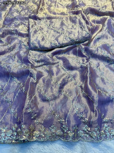 Elegant Satin Saree - Butterfly Embroidery & Blouse for Women