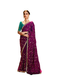 Elegant Satin Saree with Sequence Work - Soft Festive Wear for Women