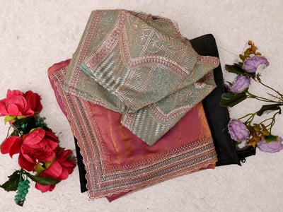 Elegant Satin Silk Saree with Heavy Embroidery Blouse - Festive Raksha Bandhan Collection