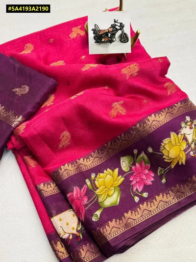 Elegant Semi Dola Silk Saree - Peshwai Zari Border with Bandhani Blouse for Women