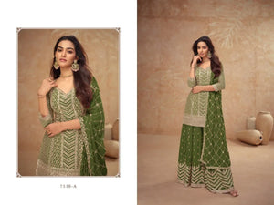 Elegant Sequence Embroidered Kurta Sharara Set - Festive Wear for Women