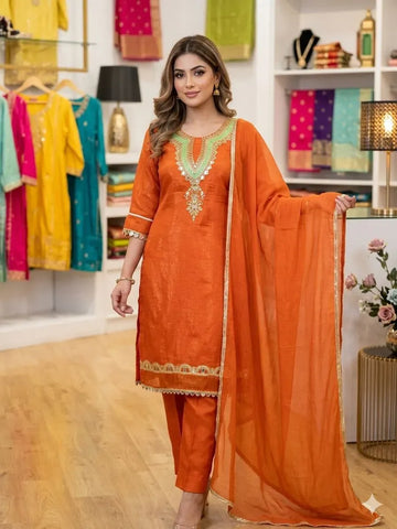 Elegant Sequence Mirror Work Suit Set - Festive Wear for Women