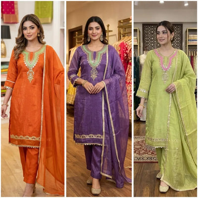 Elegant Sequence Mirror Work Suit Set - Festive Wear for Women