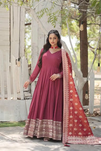 Elegant Sequin Gown - Flowy Faux Georgette for Festive Parties