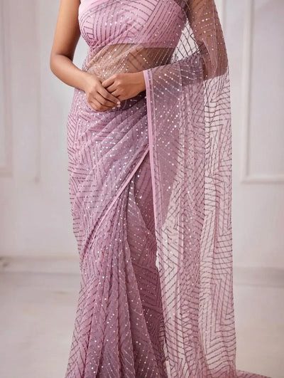 Elegant Sequin Saree - Heavy Full Work for Party & Festive Wear