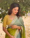 Elegant Shaded Chinnon Saree - Mirror Work & Dori Embroidery for Parties