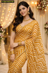 Elegant Shimmer Georgette Saree - Handcrafted Leheriya Design