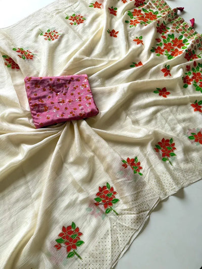 Elegant Shinon Floral Saree - Trending Foil Print with Blouse