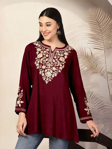 Elegant Short Kurti for Women - Heavy Rayon Festive Wear