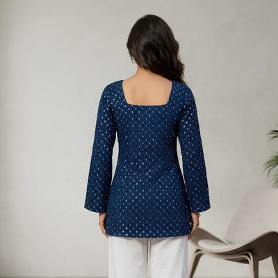 Elegant Short Kurti for Women - Sequined Georgette Party Wear