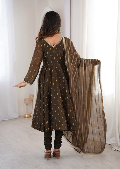 Elegant Silk Anarkali Suit Set - Ready to Wear Festive Gown for Women
