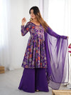 Elegant Silk Chanderi Kurta Set with Dupatta - Heavy Flair Festive Wear for Women
