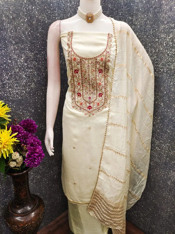 Elegant Silk Codding Work Suit - Festive Chanderi Set for Women