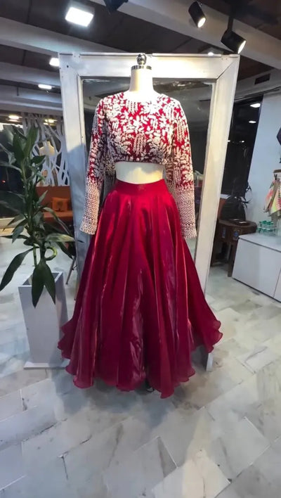 Elegant Silk Lehenga - Full Stitch & Sequin Work for Weddings