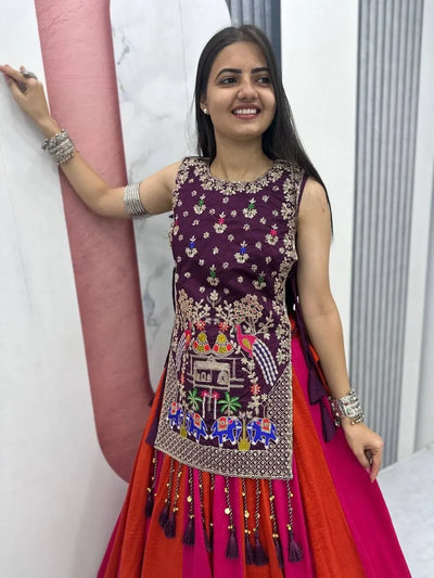 Elegant Silk Lehenga with Heavy Work Shrug - Festive Wedding Wear for Women