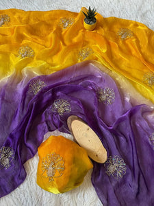 Elegant Silk Saree with Blouse - Peacock Sequin Embroidery Festive Wear for Women