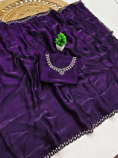 Elegant Silk Saree with Zarkan Diamond Work for Weddings