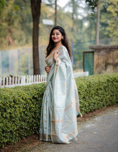 Elegant Silky Cotton Saree with Zari Butti - Lightweight Festive Wear for Women