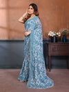 Elegant Sky Georgette Printed Saree - Fancy Demanding Collection for Women