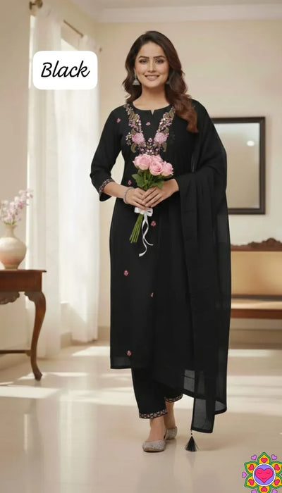 Elegant Slub Cotton Kurti Set - Sequence Embroidery for Women