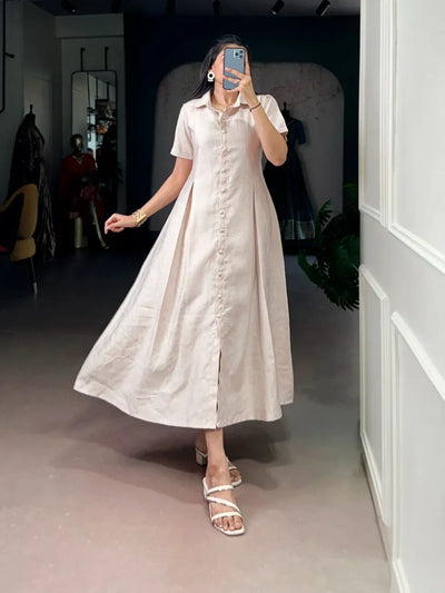 Elegant Soft Beige One Piece Dress - Effortless Chic for Women