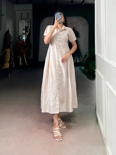 Elegant Soft Beige One Piece Dress - Effortless Chic for Women