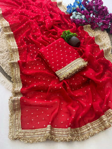 Elegant Soft Chiffon Saree with Silver Zari for Festive Wear