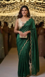 Elegant Soft Chinnon Saree - Handwork Festive Wear for Women