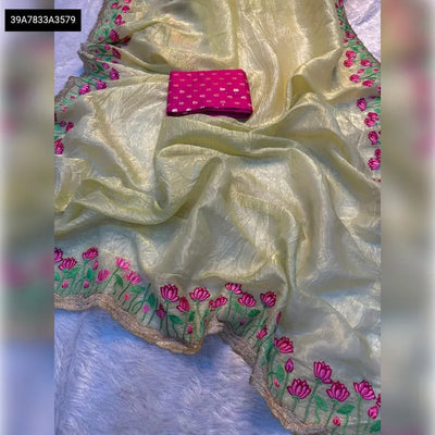 Elegant Soft Crunch Silk Saree - Embroidered for Party Wear