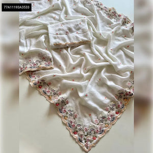 Elegant Soft Crush Silk Saree - Multi-Color Sequence Embroidery for Festive Wear