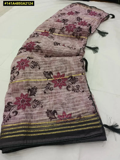 Elegant Soft Georgette Saree - Digital Print & Zari Border for Festive Wear