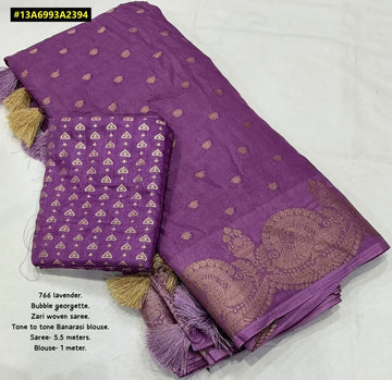 Elegant Soft Georgette Saree - Zari Border & Banarasi Blouse