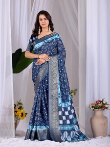 Elegant Soft Lichi Silk Saree - Bandhani Print Festive Wear for Women