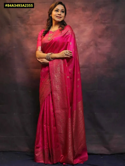 Elegant Soft Lichi Silk Saree - Rich Jacquard Pallu Design