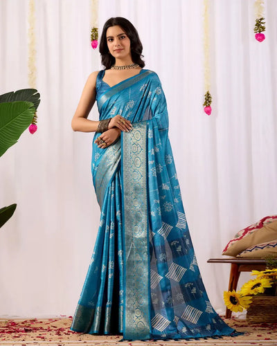 Elegant Soft Lichi Silk Saree - Silver Zari Festive Wear for Women