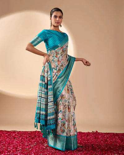 Elegant Soft Lichi Silk Saree with Traditional Zari Border