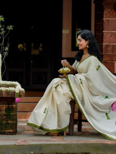 Elegant Soft Linen Print Saree - Breathable Festive Drape for Women