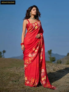 Elegant Soft Linen Saree - Digital Print Festive Wear for Women